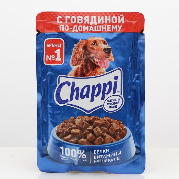 Влажный корм Chappi для собак, с говядиной, пауч, 100 г