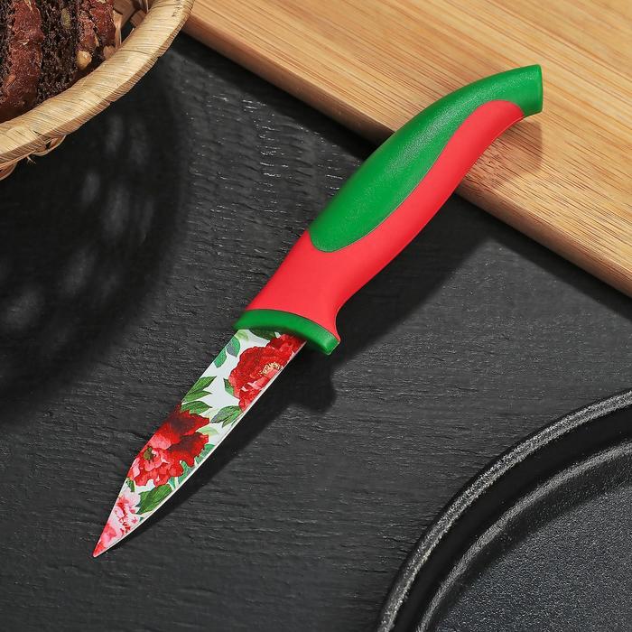 Нож кухонный с антиналипающим покрытием 8 см "Розы"