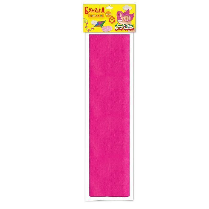 Бумага цветная крепированная Каляка-Маляка, 50х250 см, 32 г/м2, розовая, в пакете с европодвесом