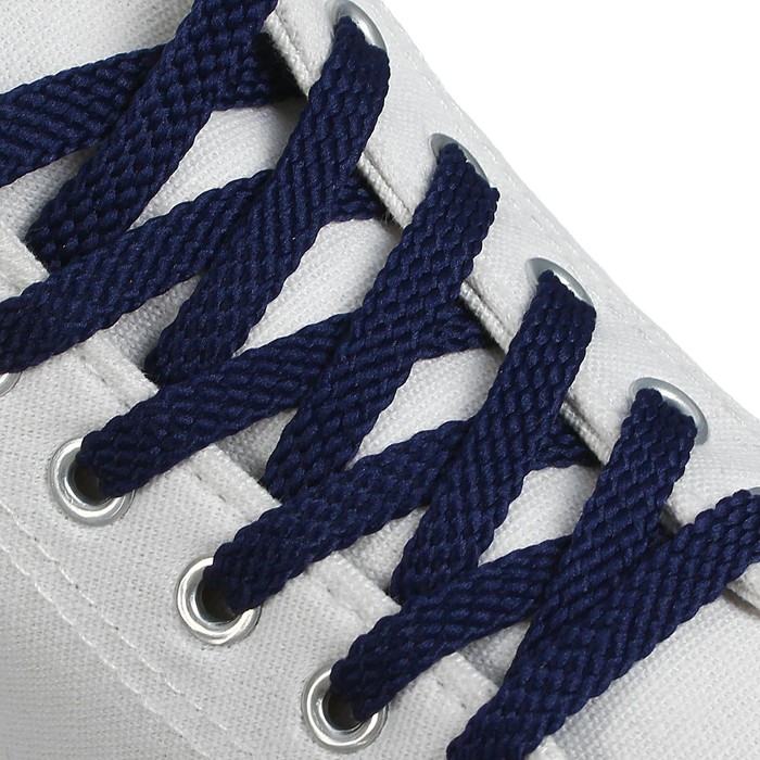 Шнурки для обуви плоские, 10 мм, 130 см, цвет тёмно-синий