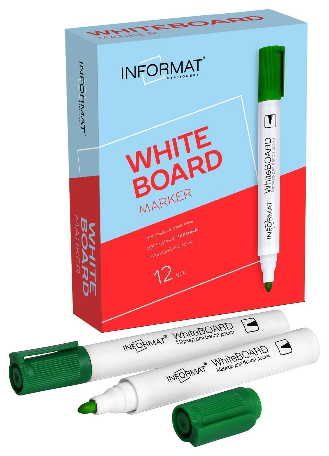 Маркер для досок INFORMAT Whiteboard 5 мм зеленый круглый