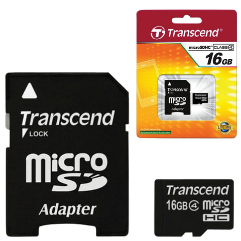   micro SDHC, 16 GB, TRANSCEND, 4 /. (class 4),  , TS16GUSDHC4