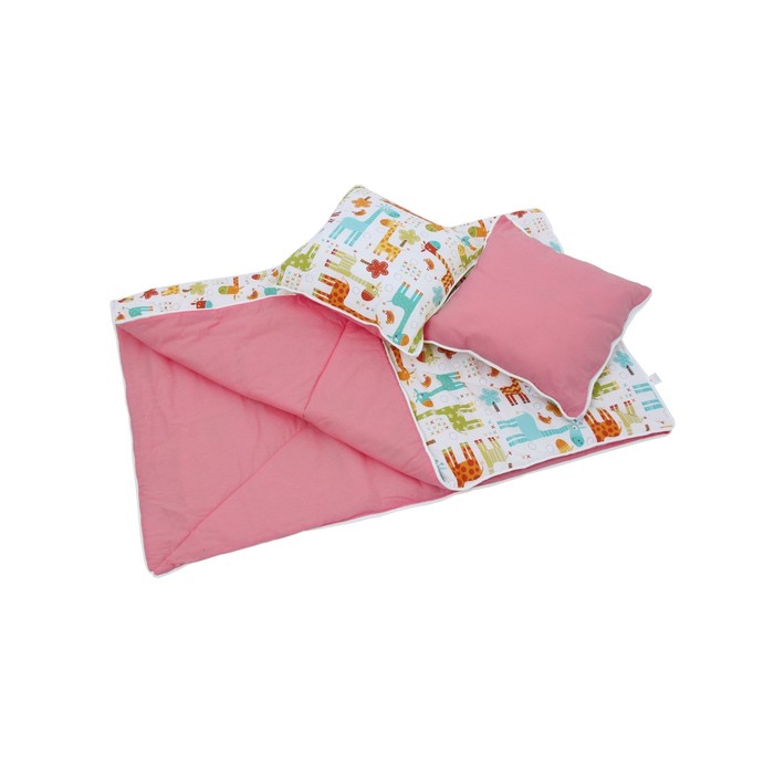 Комплект для вигвама: одеяло-110х140 см, наволочка-40х40 см-2 шт, розовый, жираф