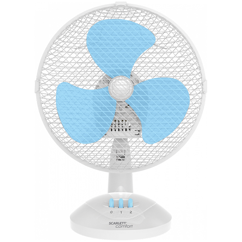 Вентилятор настольный Scarlett SC-DF111S19, 2 режима, голубой, белый