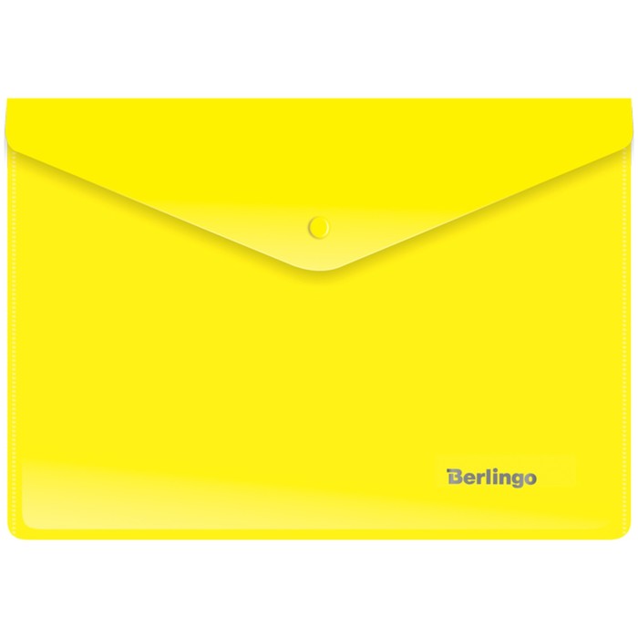 Папка-конверт на кнопке A5+, 180 мкм, жёлтая