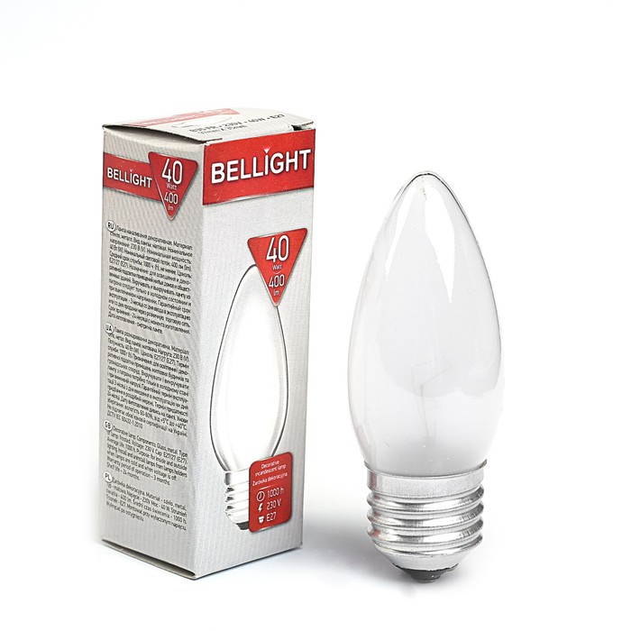 Лампа накаливания BELLIGHT, ДСМТ, 40 Вт, Е27, 230 В, матовая