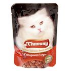 Влажный корм Chammy для кошек, говядина, кусочки в соусе, пауч, 85 г