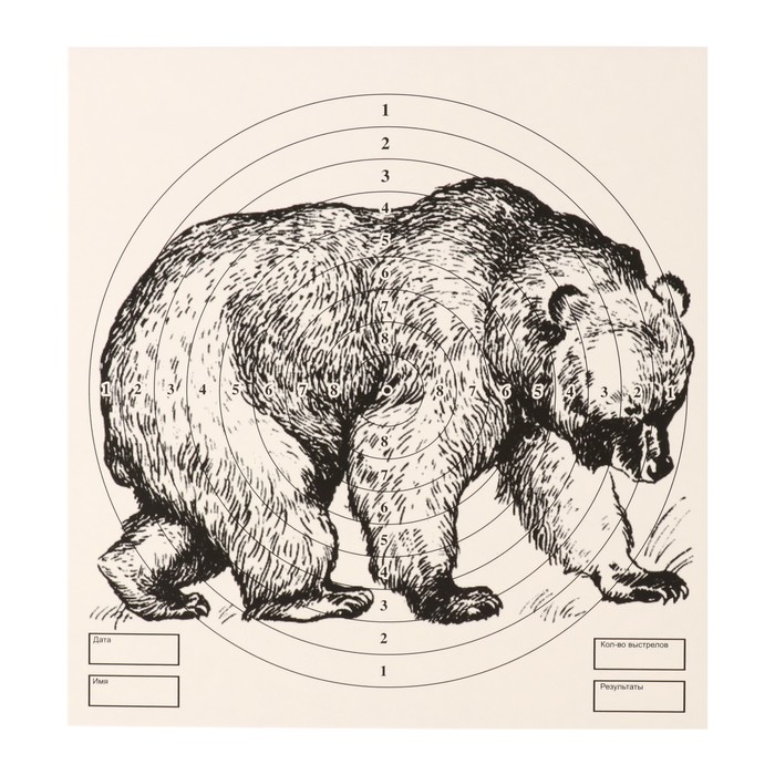 Мишень "Медведь" для стрельбы из пневматического  оружия,14 х14 см,дистанция 10 метров