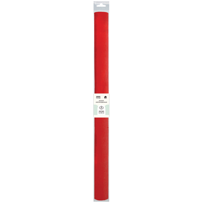 Бумага крепированная ТРИ СОВЫ, 50*250см, 32г/м2, красная, в рулоне, пакет с европодвесом