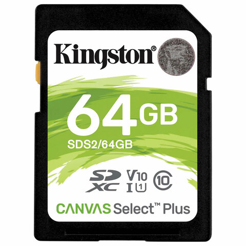   SDXC 64 GB KINGSTON Canvas Select Plus UHS-I U1, 100 / (class 10), SDS2/64 GB, SDS2/64GB