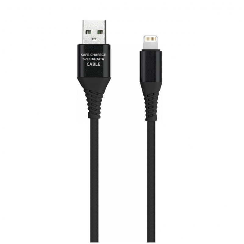 Кабель Smartbuy Gear, USB2.0 (AM) - 8pin, Lightning(M), для Apple, в резиновой оплетке, 2A output, 1м, черный