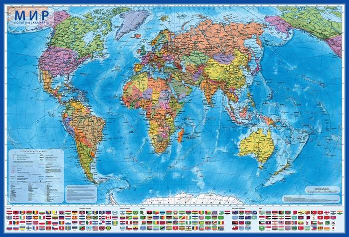 Карта  настольная, МИР Политический, 1:55 млн, 59х40 см, капсульная ламинация