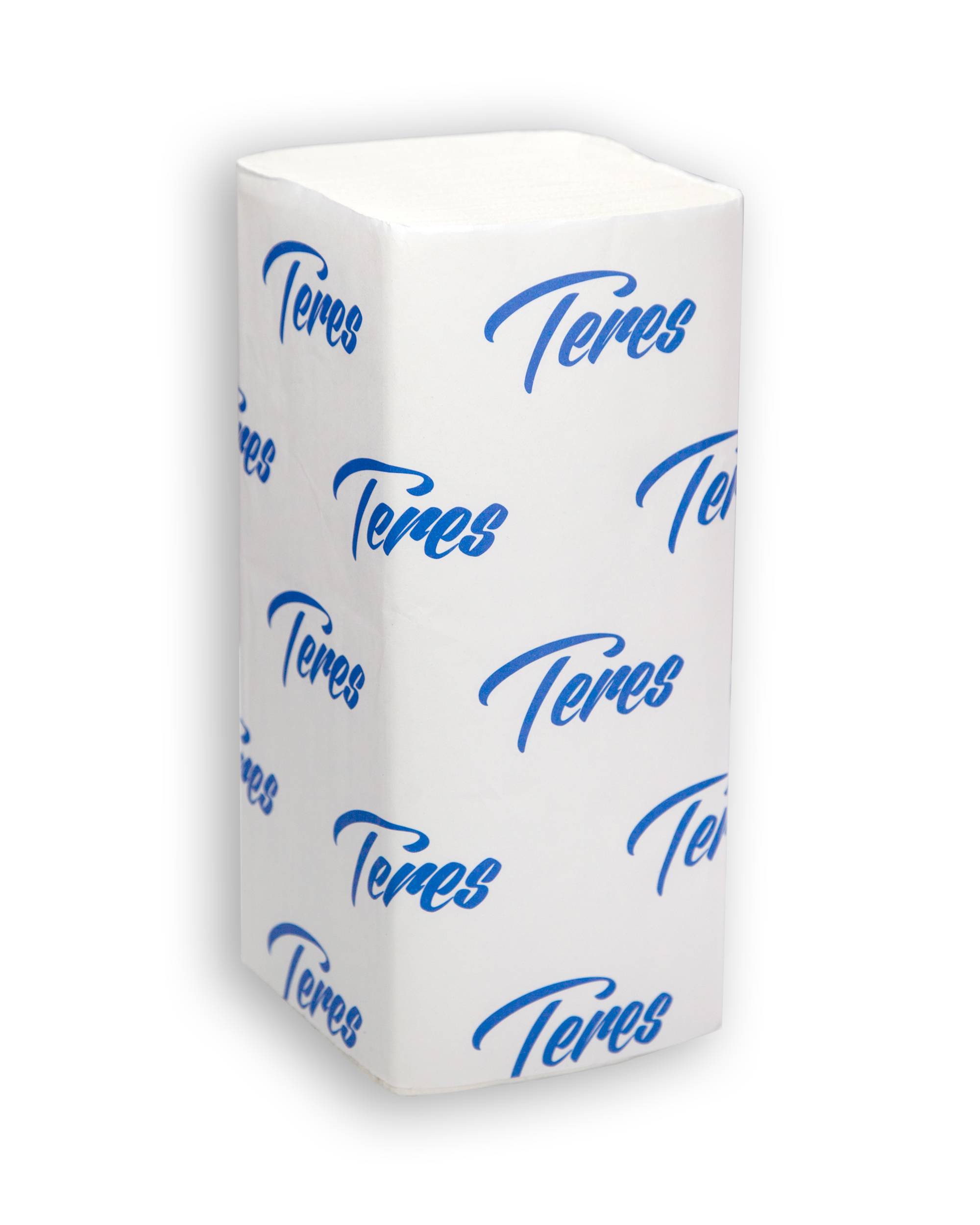 Полотенца бумажные ТЕРЕС СТАНДАРТ, 1 слойное, V(ZZ)-сложение, 22х23 см, 250 л., белые