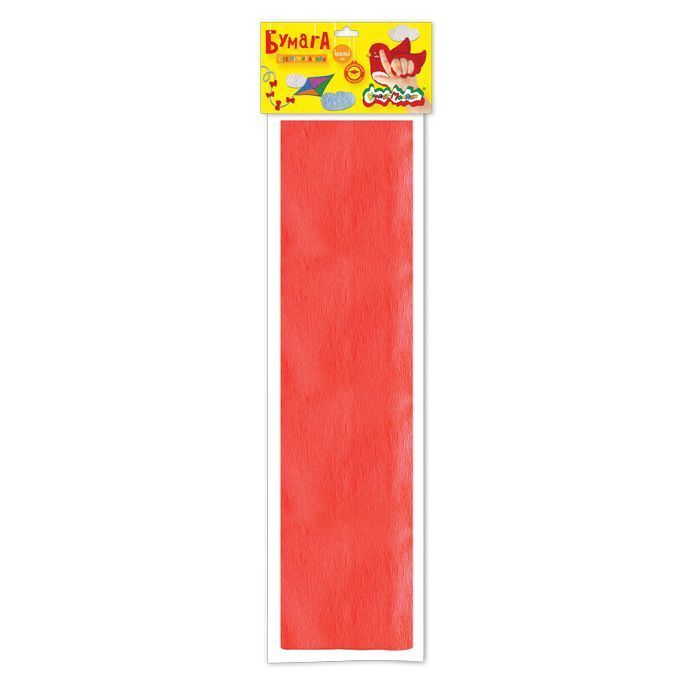 Бумага цветная Каляка-Маляка крепированная, 50х250 см, 32 г/м2, красная, в пакете с европодвесом