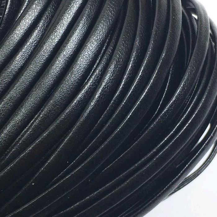 Шнур декоративный, кожзам, 5 мм, цвет чёрный