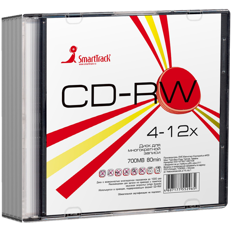  CD-RW 700Mb Smart Track 4-12x Slim Sl-5