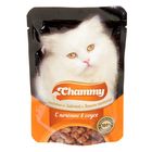 Влажный корм Chammy для кошек, печень, кусочки в соусе, пауч, 85 г