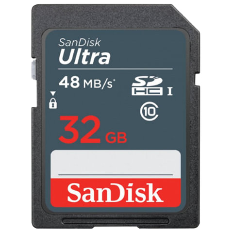   SDHC, 32 GB, SANDISK Ultra, UHS-I U1, 48 /. (class 10), DUNB-032G-GN3IN