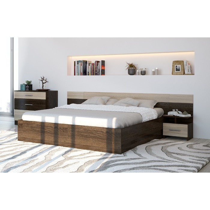 Спальня «ЛЕСИ Уют-1», кровать 160 см, 2 тумбы, комод, цвет кантербери-сонома