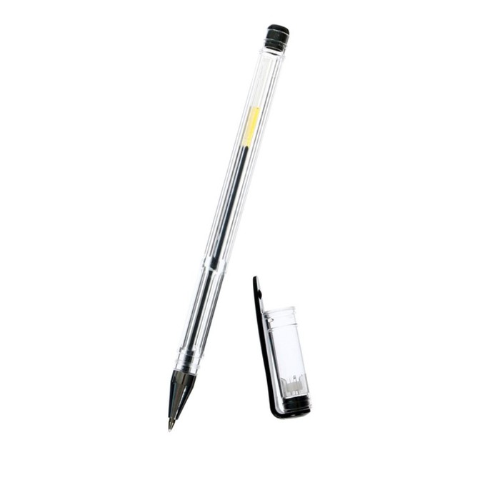 Ручка гелевая, 0.5 мм, чёрный стержень, прозрачный корпус