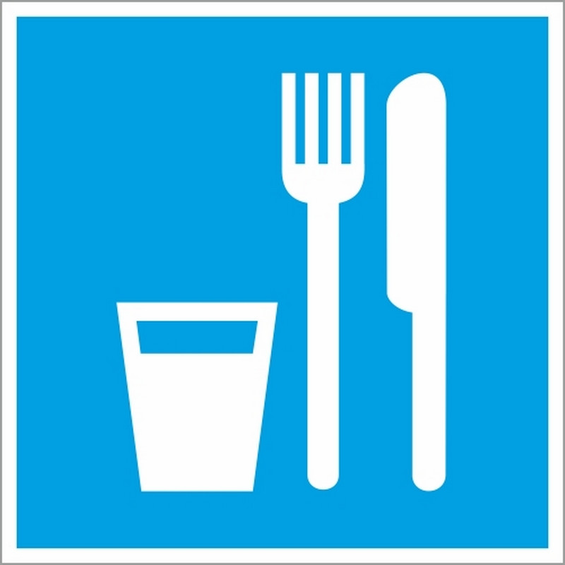 Знак безопасности D01 Пункт (место) приёма пищи (плёнка,200х200)
