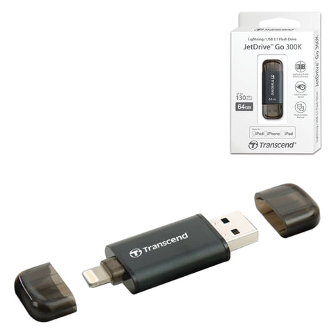 - 64 GB, TRANSCEND JetDrive Go 300, USB 3.1, ,   IPhone (iPad), TS64GJDG300, TS64GJDG300K