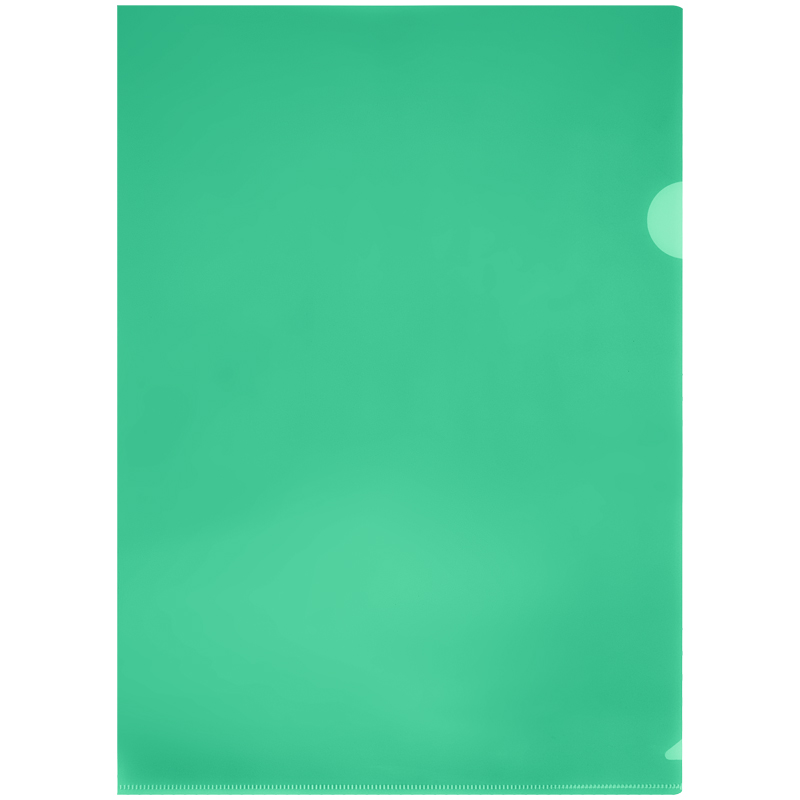 Папка-уголок СТАММ, А4, 150мкм, прозрачная, зеленая