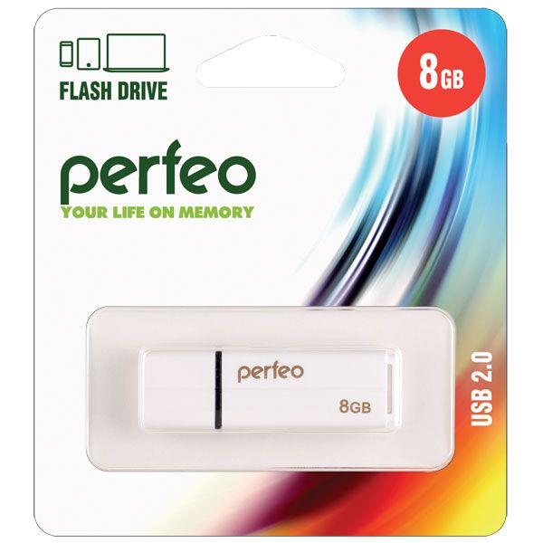 Флэш-память PERFEO C01G2 8 Гб USB 2.0 белый