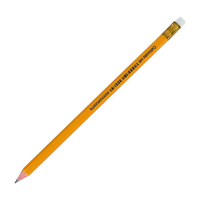 Карандаш чернографитный Calligrata HB с ластиком пластик. оранжевый
