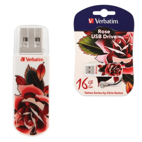 - 16 GB, VERBATIM Mini Tattoo Edition Rose, USB 2.0,   , 49885