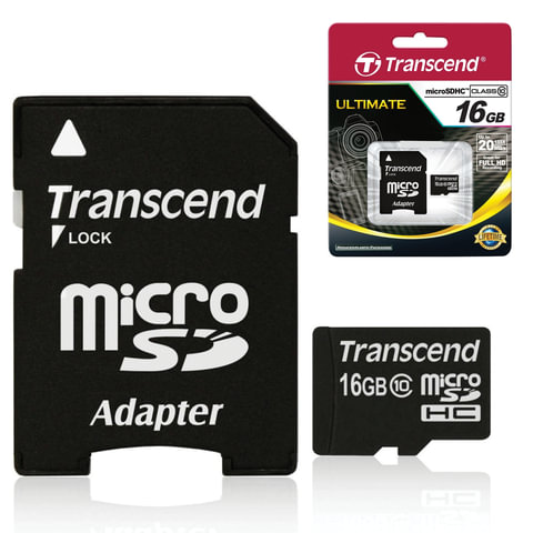   micro SDHC, 16 GB, TRANSCEND, 10 /. (class 10),  , TS16GUSDHC10