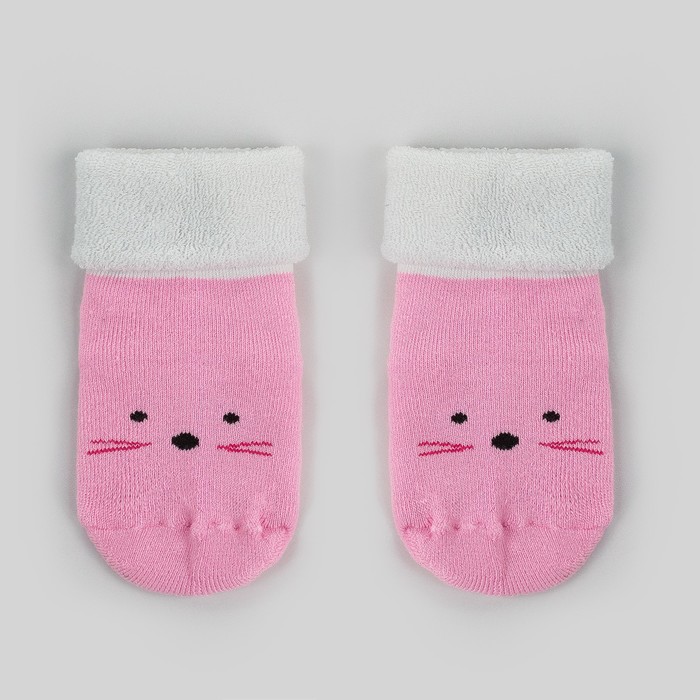 Носки детские махровые «Носик усики», светло-розовый, размер 12-14