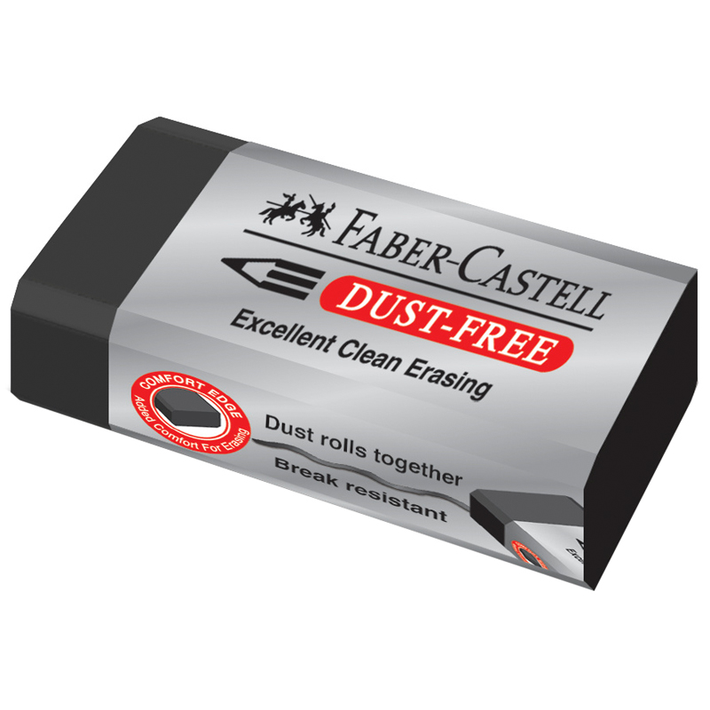 Ластик Faber-Castell "Dust-Free", прямоугольный, картонный футляр, 45*22*13мм, черный