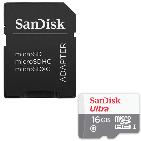   microSDHC, 16 GB, SANDISK Ultra UHS-I U1, 80 / (class 10), , QUNS-016G-GN3MA