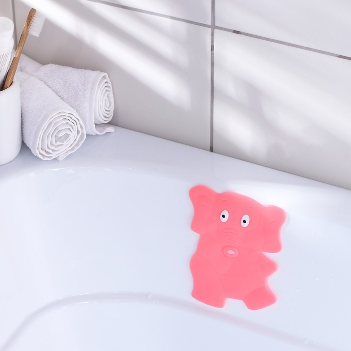 Мини-коврик для ванны «Слон», 11?14 см, цвет розовый