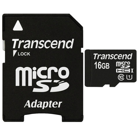   micro SDHC, 16 GB, TRANSCEND Premium 300x, UHS-I U1, 45 /. (class 10), TS16GUSDU1