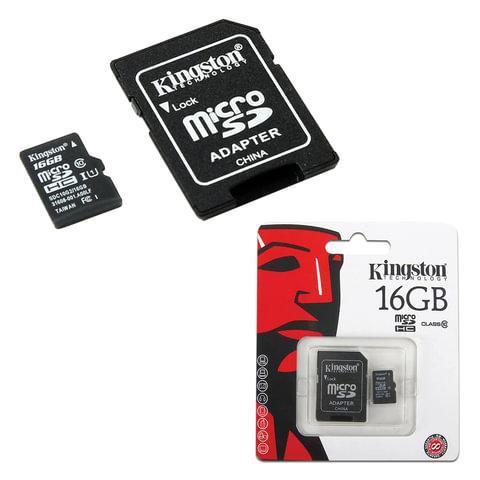   micro SDHC, 16 GB, KINGSTON, UHS-I U1, 45 /. (class 10),  , SDC10G2/16GB