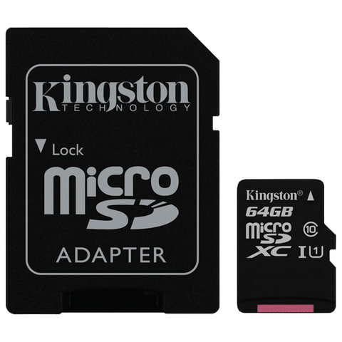   micro SDXC, 64 GB, KINGSTON Canvas Select, UHS-I U1, 80 /. (class 10), , SDCS/64GB
