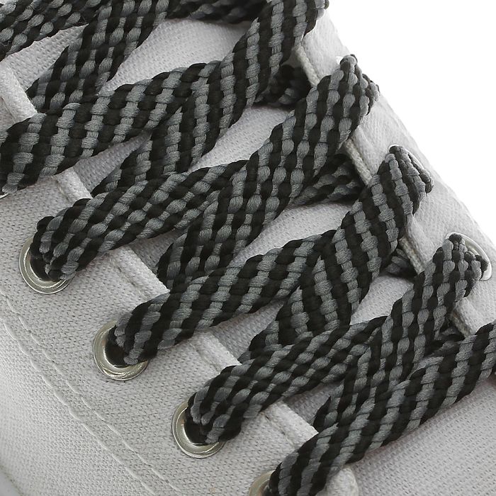 Шнурки для обуви, плоские, 8 мм, 100 см, пара, цвет чёрно-серый