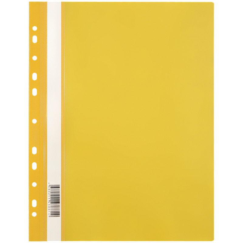 Папка-скоросшиватель пластик. перф. OfficeSpace, А4, 120мкм, желтая с прозр. верхом