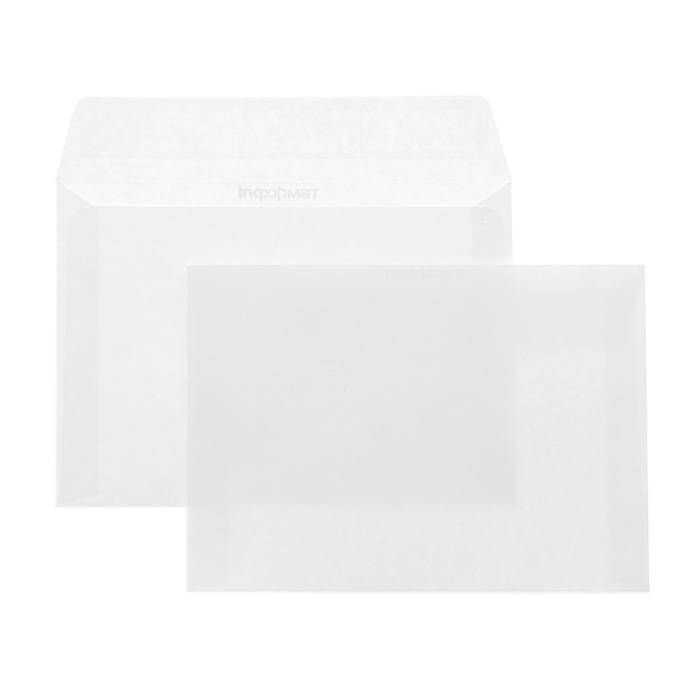 Конверт почтовый C6 (114х162) чистый, белый, стрип, 80 г/м2