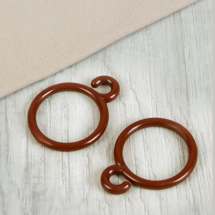 Кольцо для карниза, с крючком, d = 26/35 мм, цвет коричневый