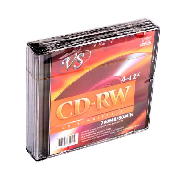 Диск CD-RW VS 700 Мб 4-12х slim