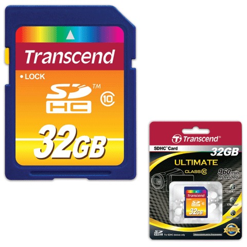   SDHC, 32 GB, TRANSCEND, 10 /. (class 10), TS32GSDHC10