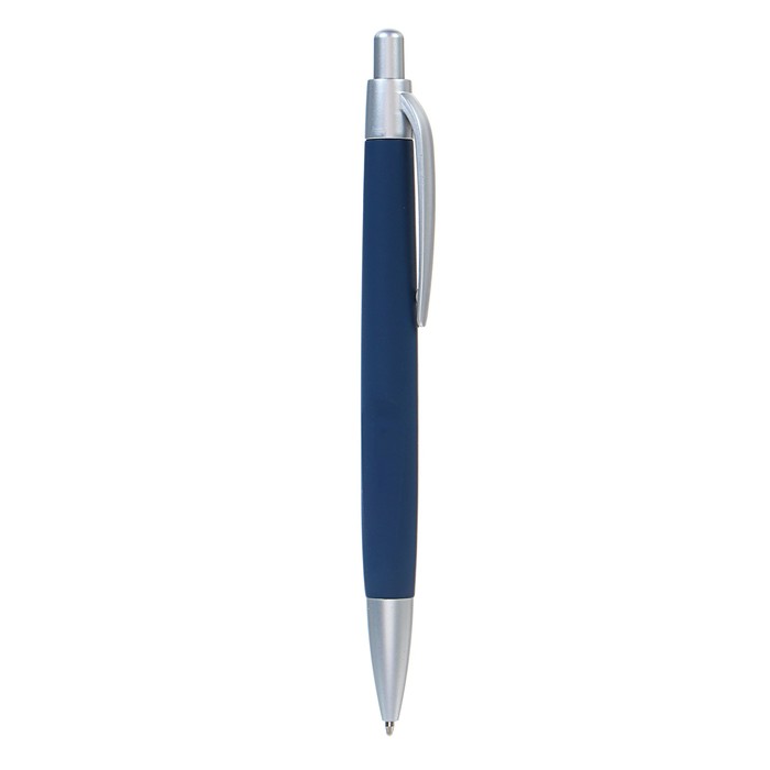Ручка шариковая автоматическая,стержень синий 0,7мм,ЛОГО корпус Softach ТЕМНО-СИНЯЯ