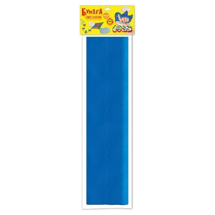 Бумага цветная Каляка-Маляка крепированная, 50х250 см, 32 г/м2, синяя, в пакете с европодвесом