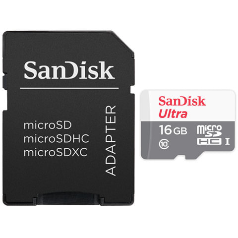   micro SDHC, 16 GB, SANDISK Ultra UHS-I U1, 48 /. (class 10), , QUNB-016G-GN3MA