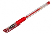 Ручка гелевая с грипом STAFF, КРАСНАЯ, корпус прозрачный, пишущий узел 0,5 мм, линия 0, 35мм, 141824