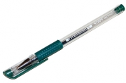 Ручка гелевая с грипом STAFF, ЗЕЛЕНАЯ, корпус прозрачный, пишущий узел 0,5 мм, линия 0, 35мм, 141825
