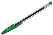 Ручка шариковая STAFF Basic Budget BP-02, письмо 500 м, ЗЕЛЕНАЯ, длина корпуса 13, 5см, 0,5 мм, 143761